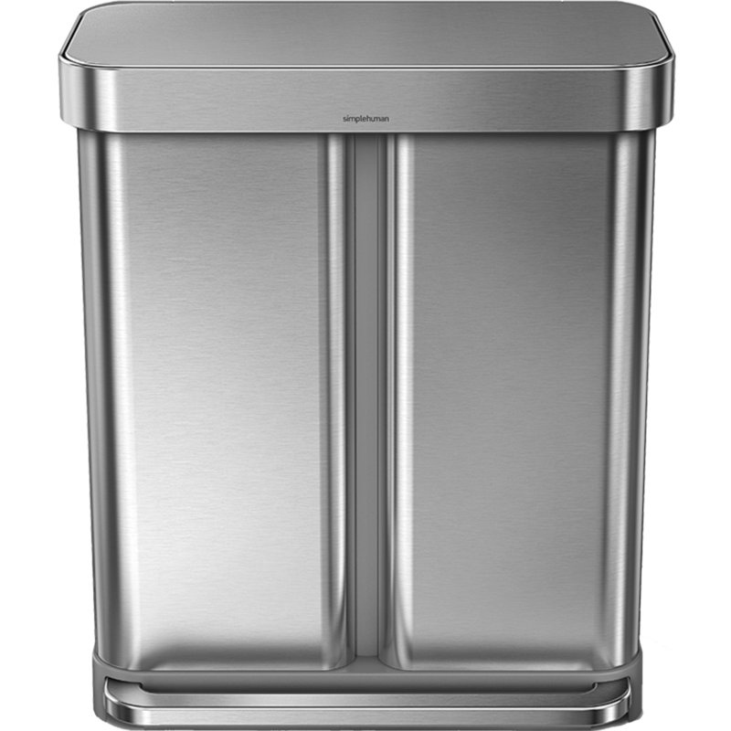 simplehuman 15 Gallon Dual Compartment Rectangular Step Trash Can with
